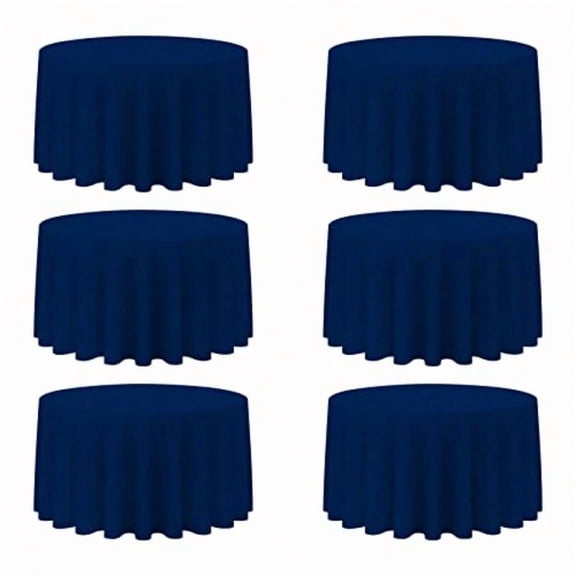 6 Pack Navy Blue Round Tablecloths 120 Inch - Circle Bulk Linen Polyester Fabric Washable Table Cloth Covers for Wedding Reception Banquet Birthday Party Buffet Restaurant