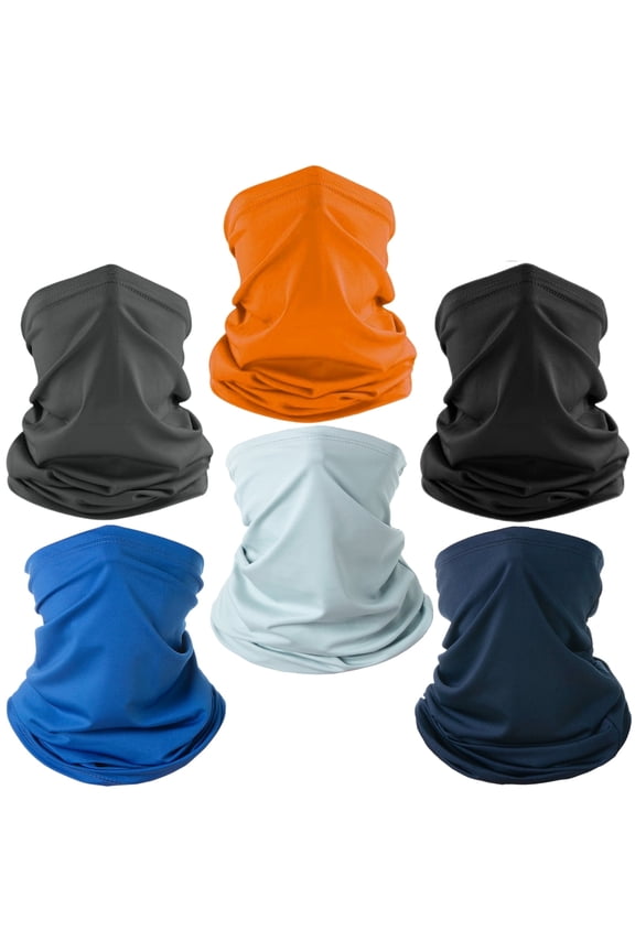 6 Pack Neck Gaiter Balaclava Bandana Gator Face Mask Scart Cover Breathable Sun Protection Headwear for Men Women