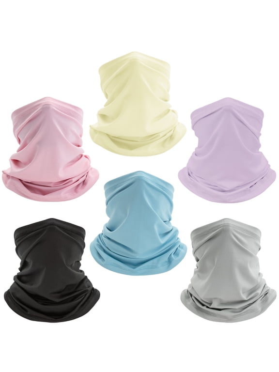 6 Pack Neck Gaiter Balaclava Gator Face Mask Scart Cover Breathable Sun Protection Headwear for Men Women
