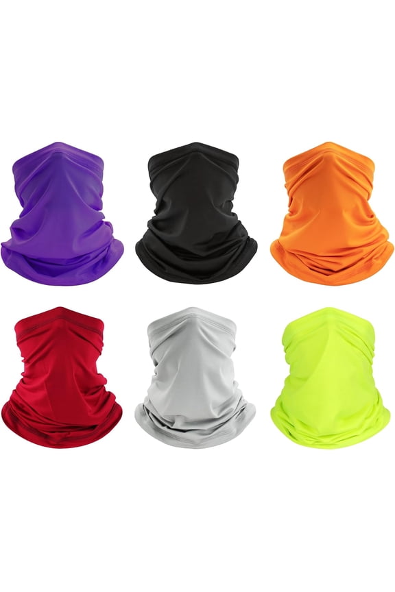 6 Pack Neck Gaiter Bandana Face Mask: Cooling Gator Mask Face Cover Neck Scarf Balaclava