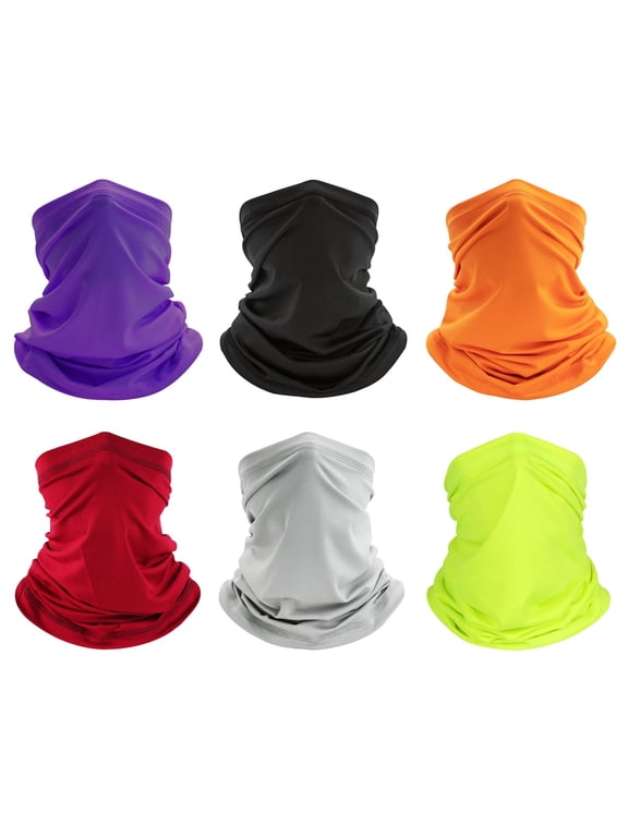 6 Pack Neck Gaiter Bandana Face Mask: Cooling Gator Mask Face Cover Neck Scarf Balaclava