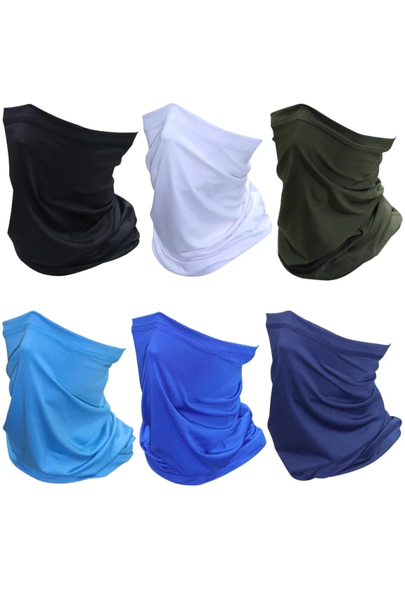 6 Pack Neck Gaiter Mask for Men Women UV Sun Protection Windproof Gator Bandana Face Cover Scarf Cycling Fishing Hiking