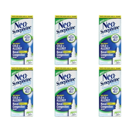 6 Pack - Neo-Synephrine Nasal Spray Mild Formula, 0.5 fl oz (15 mL) Each