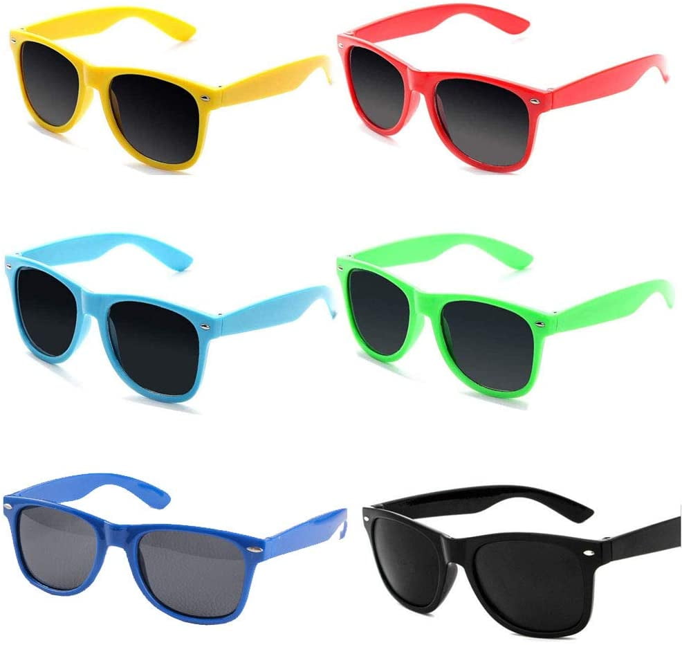6 Pack Neon Party Sunglasses Bulk Kids Adults Unisex Retro Party