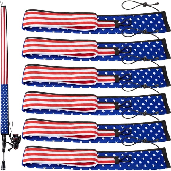 6 Pack Neoprene Fishing Rod Sleeves, 65 Inch Tangle-Free Covers, Protective Sock for Spinning Casting Rods, Travel Storage