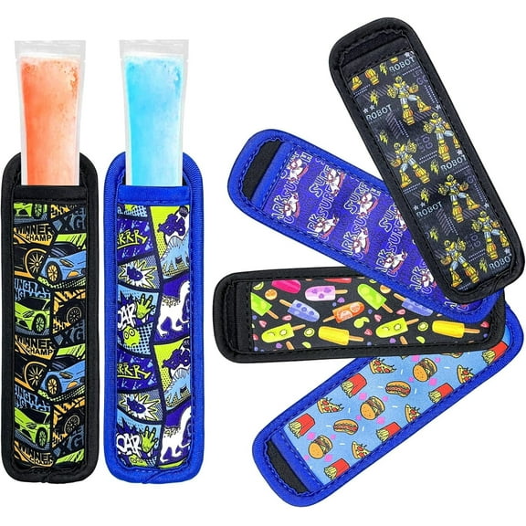 6-Pack Neoprene Popsicle Holders for Kids – Reusable, Anti-Freezing, Cute Sleeves for Ice Pops