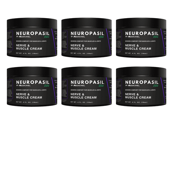 Neuropasil Nerve and Muscle Relief Cream Menthol Urea Aloe for Joints Back Neck Shoulders Feet 4 oz 6 Pack