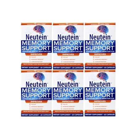 6 Pack - Neutein Natural Memory Support Supplement - PhD Formulated Cognitive Support - 60 Capsules