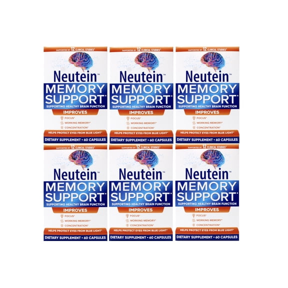 6 Pack - Neutein Natural Memory Support Supplement - PhD Formulated Cognitive Support - 60 Capsules