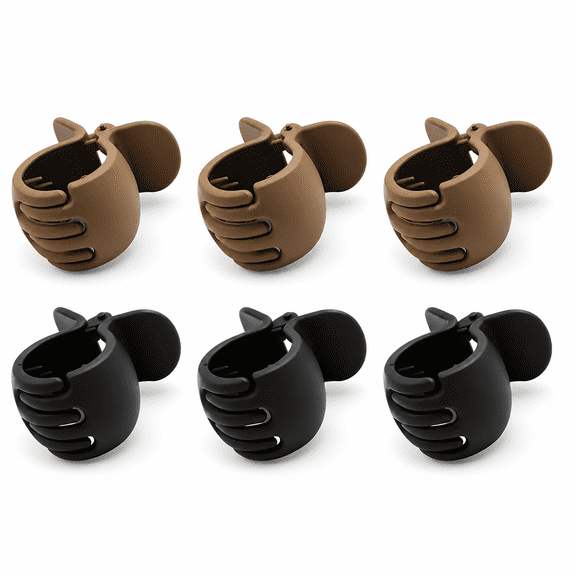 6 Pack Neutral Ponytail Claw Clips, Round Hollow Hair Jaw Clips in Brown and Black for Half-Up Styles and Buns