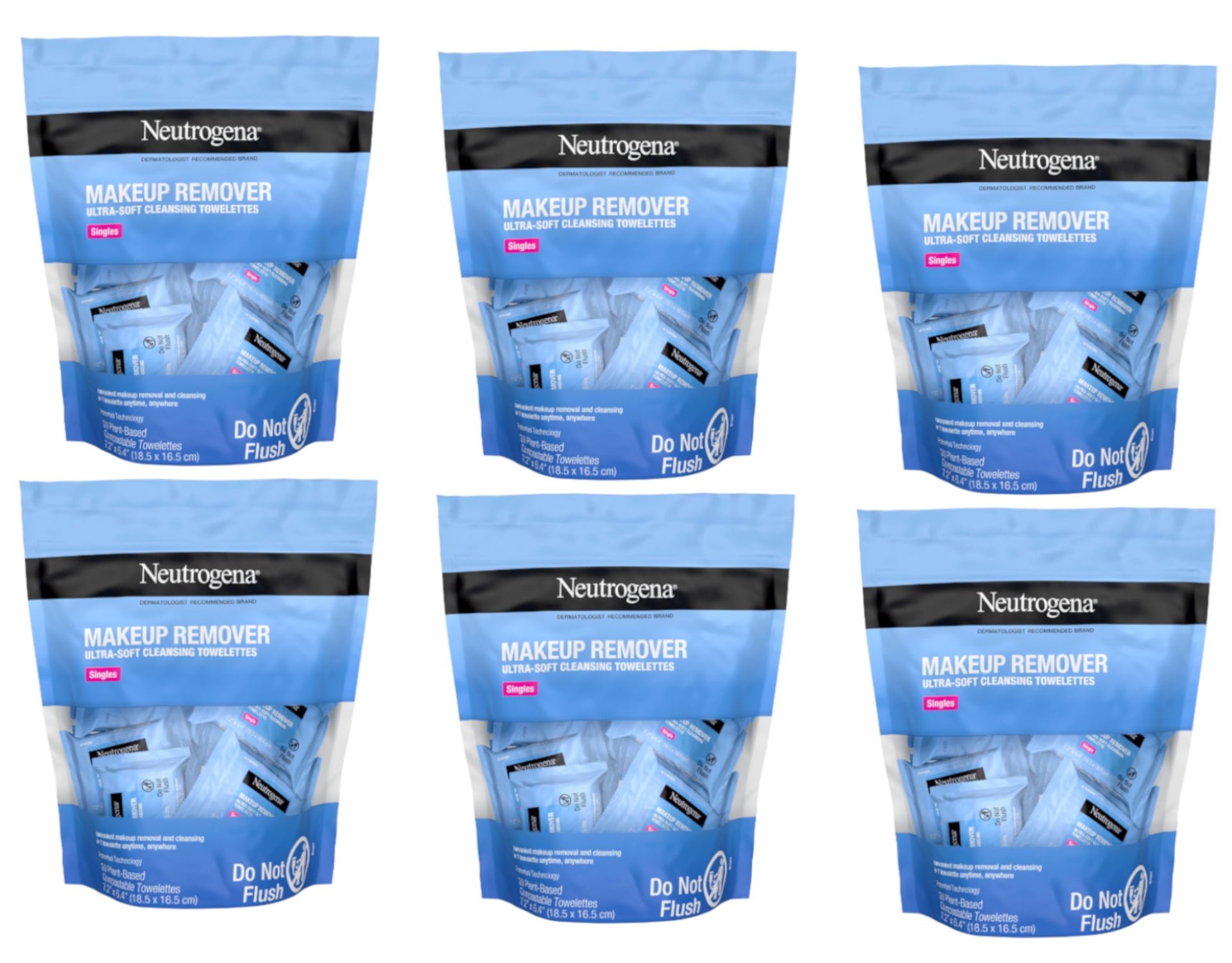 6 Pack Neutrogena Cleansing Facial Wipes, Individually Wrapped, 1 Bag