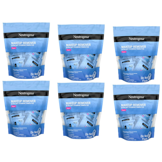 6 Pack Neutrogena Cleansing Facial Wipes, Individually Wrapped, 1 Bag of 20 Each