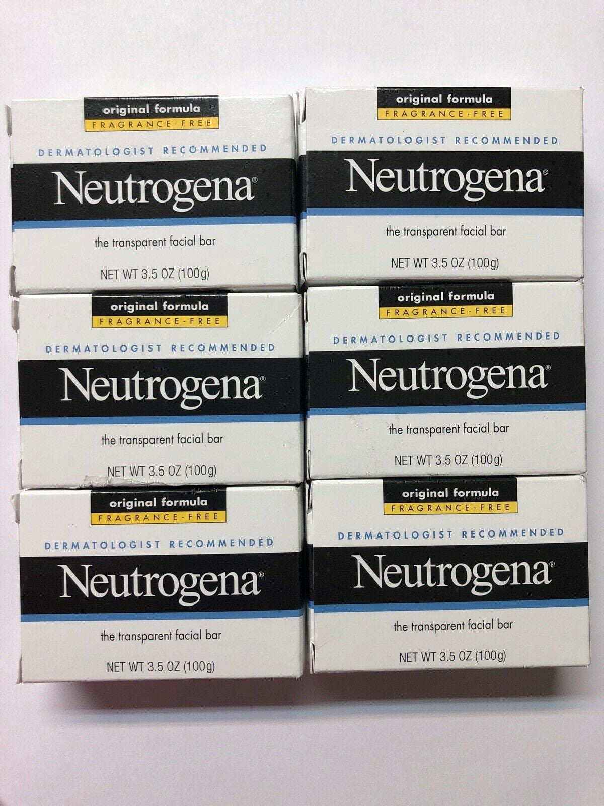 Neutrogena The Transparent Facial Bar Original Formula, Fragrance Free 3.50 oz (Pack of 6)