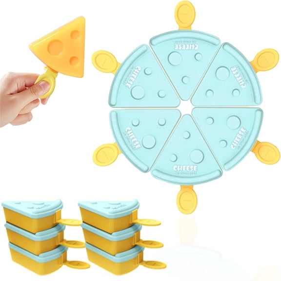 6 Pack New Creative Cheese Ice Cream Mold – Sea Salt Blue 11x9cm –Ice Pop Maker Cheese Ice with Lid Stackable Non Stick Plastic Tray DIY Chilled Dessert Maker for Summer Miyuadkai