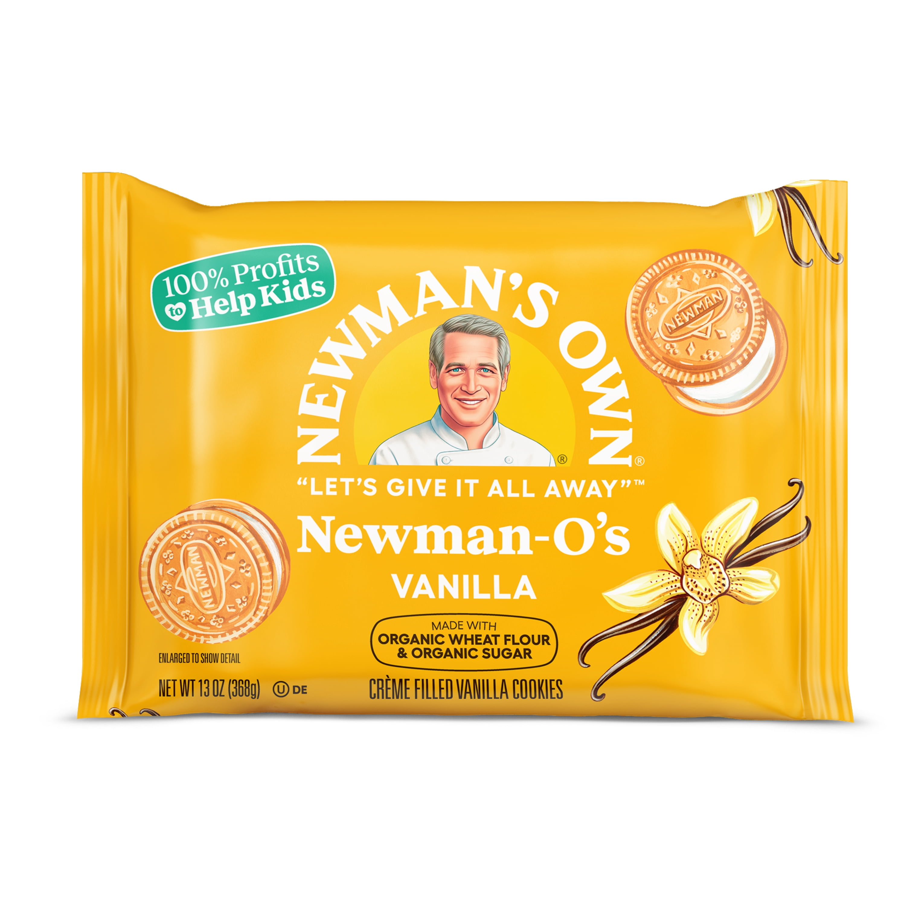 (6 Pack) Newman's Own Organics Kosher Vanilla Crème Cookies, 13 Oz