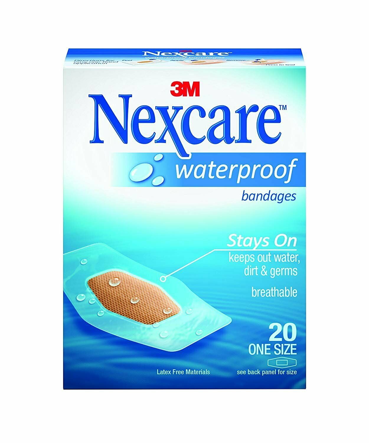 6 Pack - Nexcare Waterproof Stays On Bandages One Size 20 Each