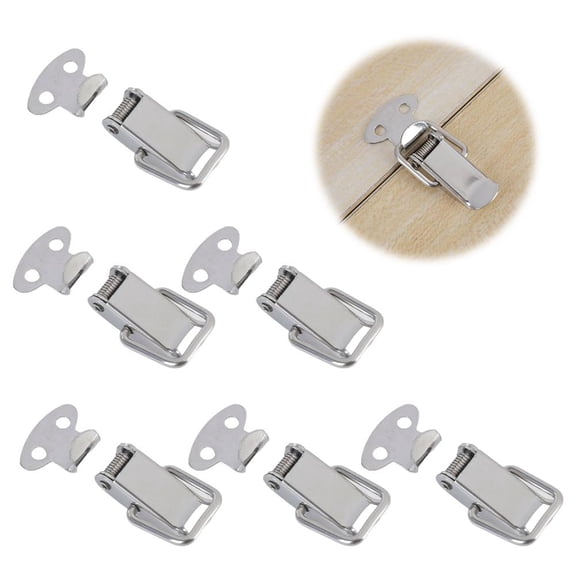 6 Pack Nickel-Plated Iron Spring Loaded Toggle Latches, 1.93" Heavy Duty Duckbill Buckle Locks for Tool Boxes, Flight Cases, Storage Chests