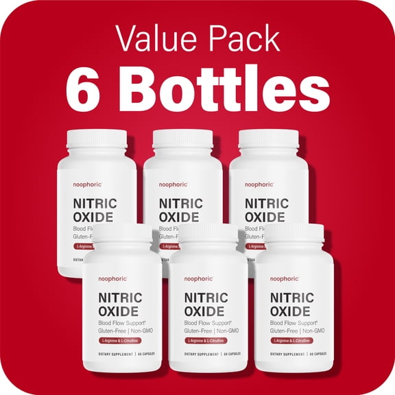 Noophoric Nitric Oxide Booster Capsules L-Citrulline, L-Arginine & Beta Alanine Supplement for Muscle Pump, Stamina & Energy, 360 Capsules (6 Pack)