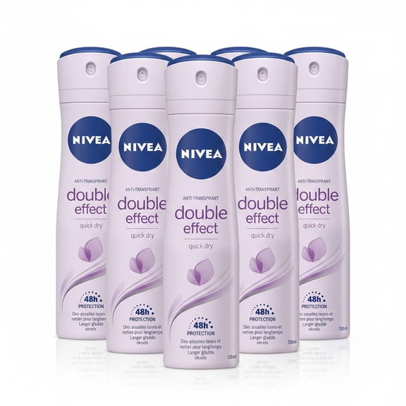 6 Pack Nivea Double Effect Women Deodorant Spray 150 Ml (6X 5.07 Oz)