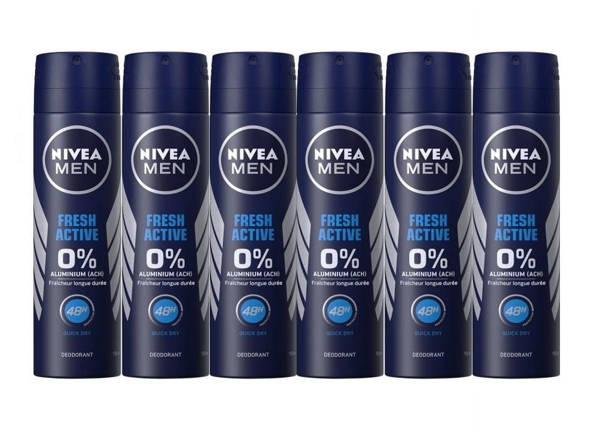 NIVEA Men Fresh Active Deodorant Spray, Aluminum Free, 6 Pack
