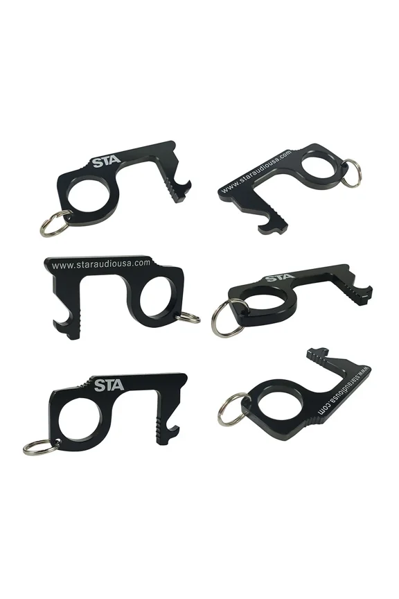 6 Pack No Touch Tool Handheld Brass Edc Keychain Closer Contactless Door Opener