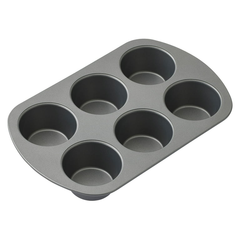 P&P CHEF 6-Cup Muffin Pan, Nonstick Cupcake Pan Round Muffin Tin  for Baking Mini Brownie Egg Tart, Stainless Steel Core & Non Toxic, Easy  Release & Clean, Standard Cup Size, Black