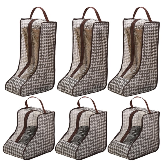 6 Pack Non-Woven Fabric Tall & Short Boot Storage Bag, Clear PVC Window Dust Proof Boot Protector with Carry Handle & Zipper for Closet Organizer & Travel
