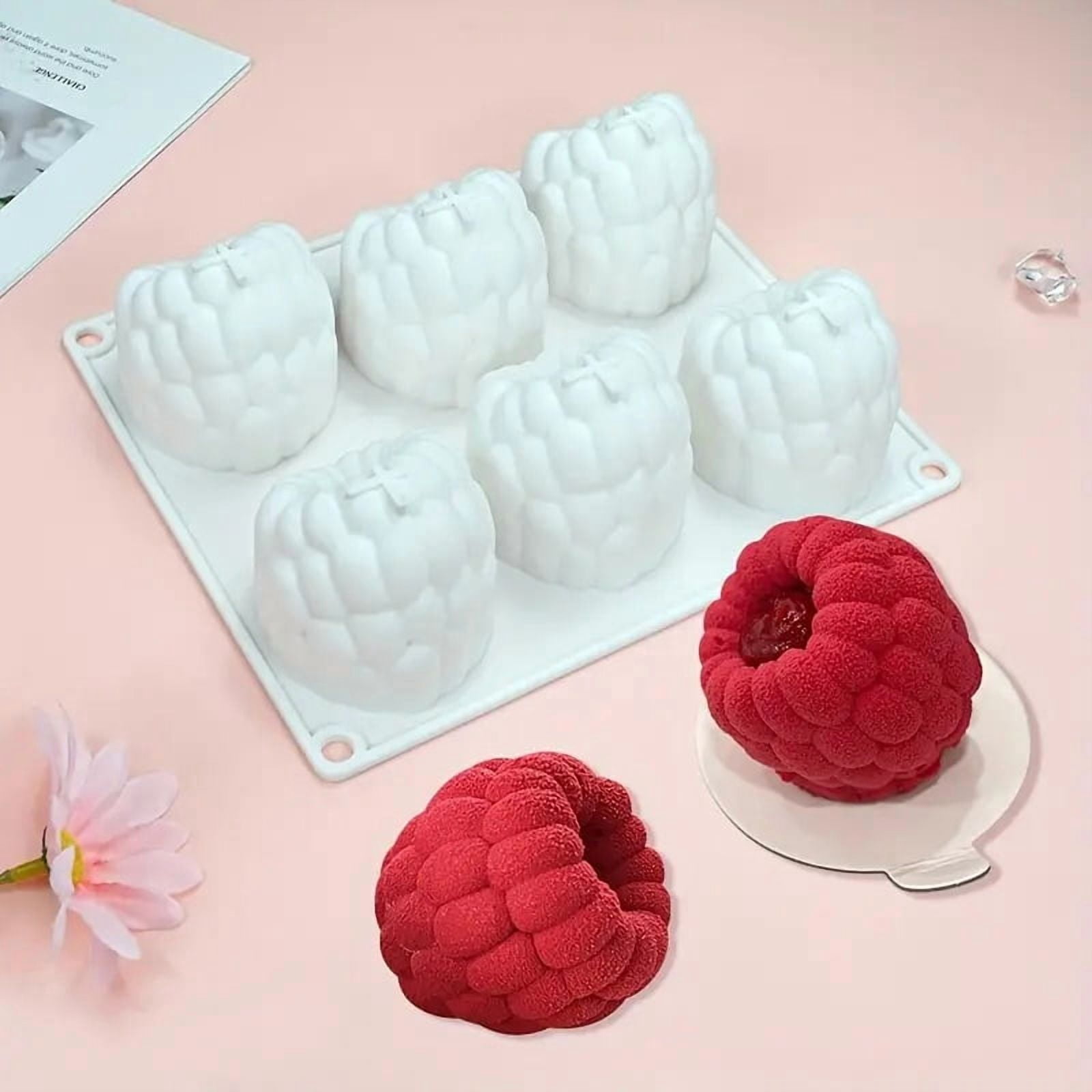 6-Pack Nonstick Silicone Raspberry Cake Molds for Baking & Crafts ...