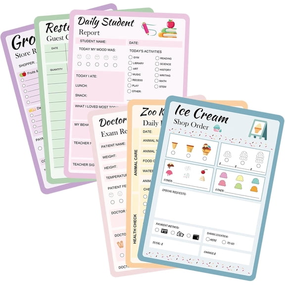 6 Pack Notepads, Doctors Report Grocery List Restaurant Guest Checklist Notepads, Imaginative,40 Sheets/Pack