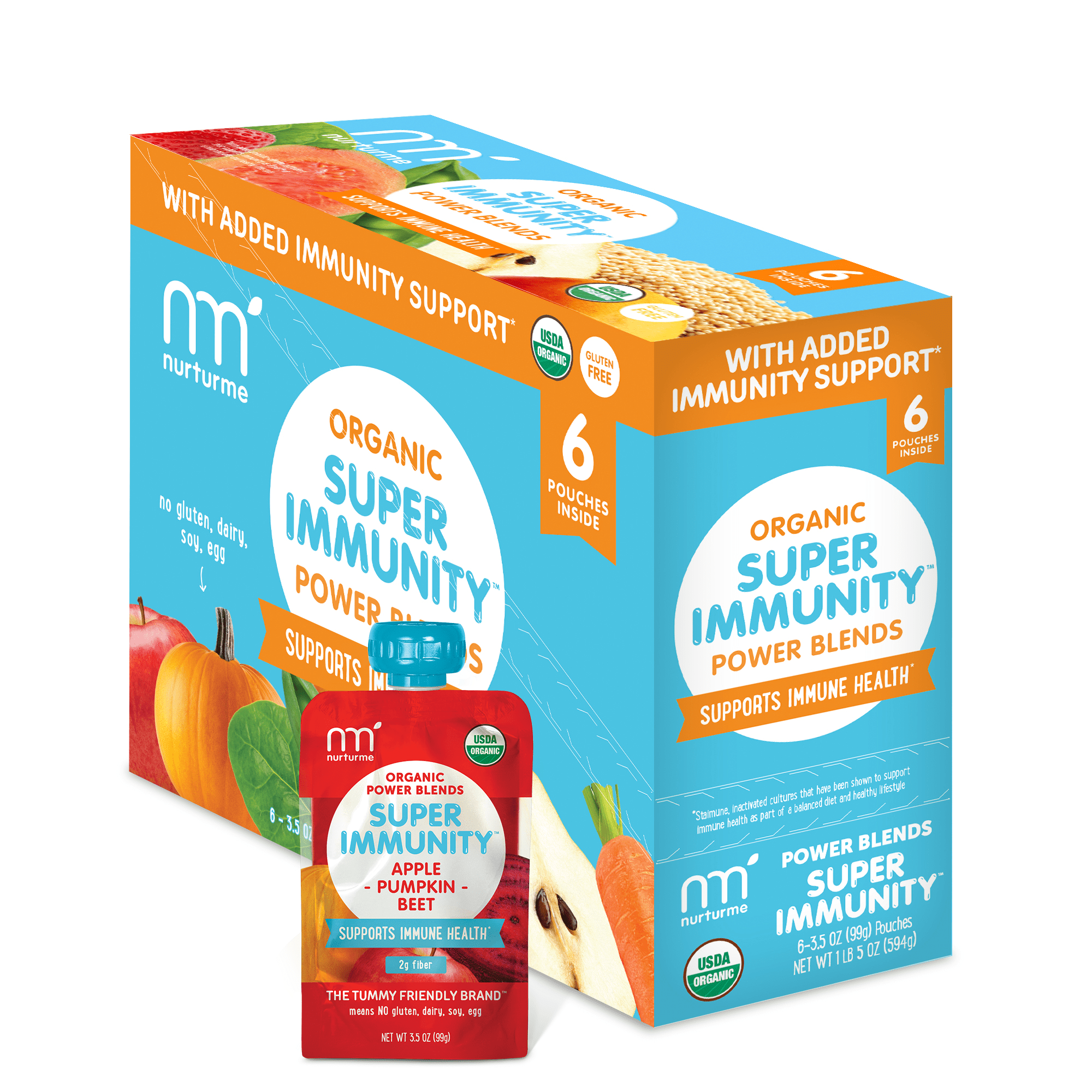 (6 Pack) NurturMe Organic Stage 2, Apple Pumpkin & Beet Baby Food, 1 Pouch (99g)