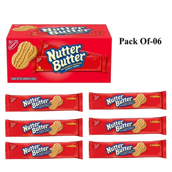 6 Pack Nutter Butter Peanut Butter Sandwich Cookies for Snack, 1.9 Oz Per Bar | Buy From Crown Craze