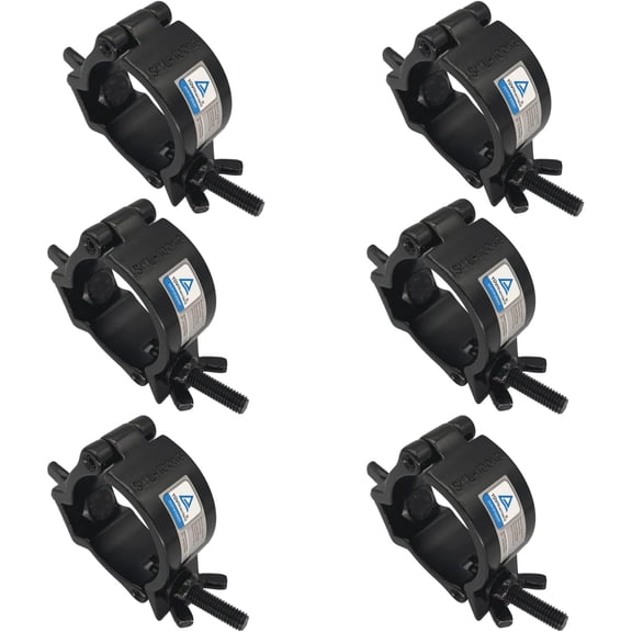 6 Pack O-Clamp Stage Lights Truss Clamp, 2" Aluminum Light Clamps, LED PAR DJ Spots Lights Moving Head Beam Spot Clamps, Fit for 48-51mm (1.88-2") OD Tube/Pipe, Heavy Duty 220lbs, TUV Certificated