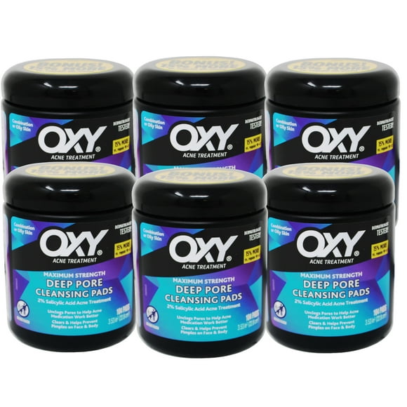 6 Pack OXY Deep Pore Cleansing Pads, 104 Count