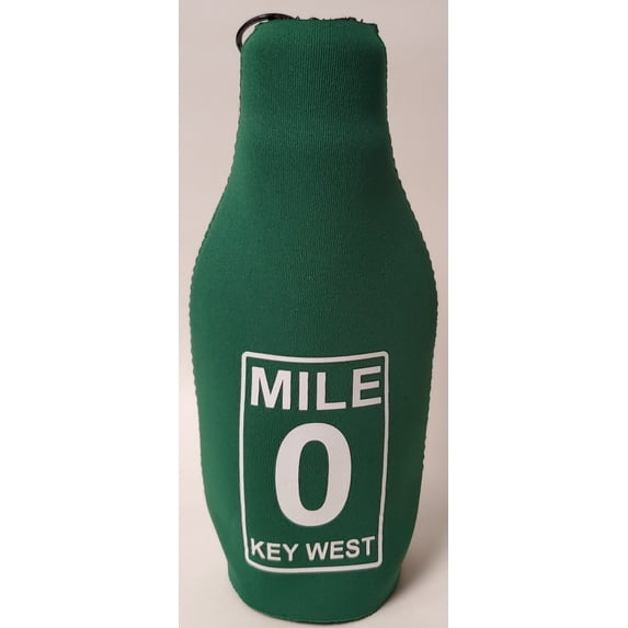 6 Pack Of Mile 0 Dark Green Neoprene Bottle Jacket Drink Koozies