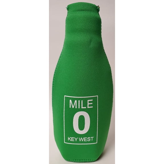 6 Pack Of Mile 0 Light Green Neoprene Bottle Jacket Drink Koozies
