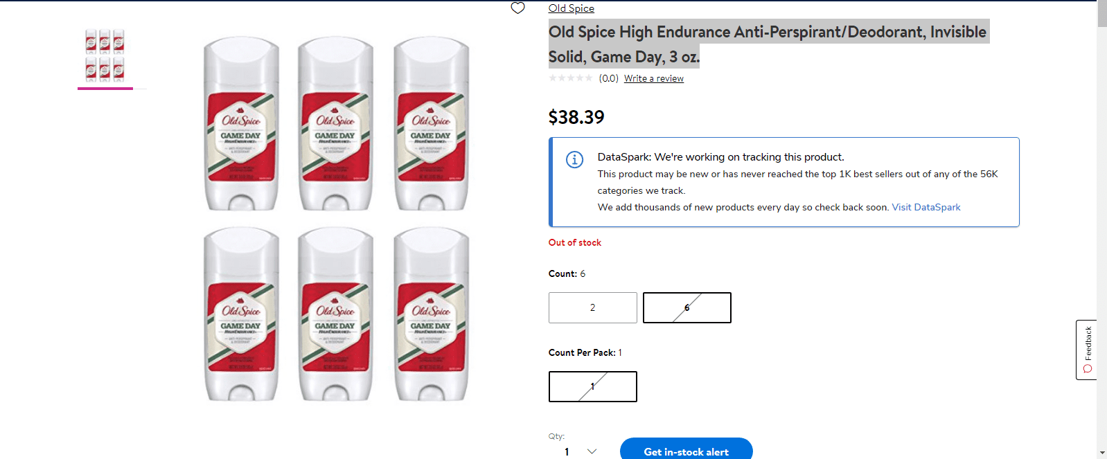 6 Pack - Old Spice Men's High Endurance Game Day Anti-Perspirant Deodorant Invisible Solid, 3 Ounce