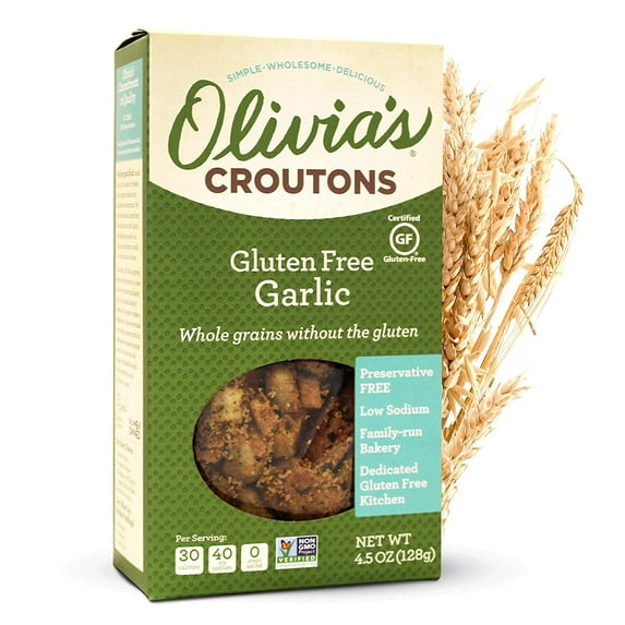 (6 Pack) Olivia's - Croutons Garlic Gluten Free, 4.5 oz