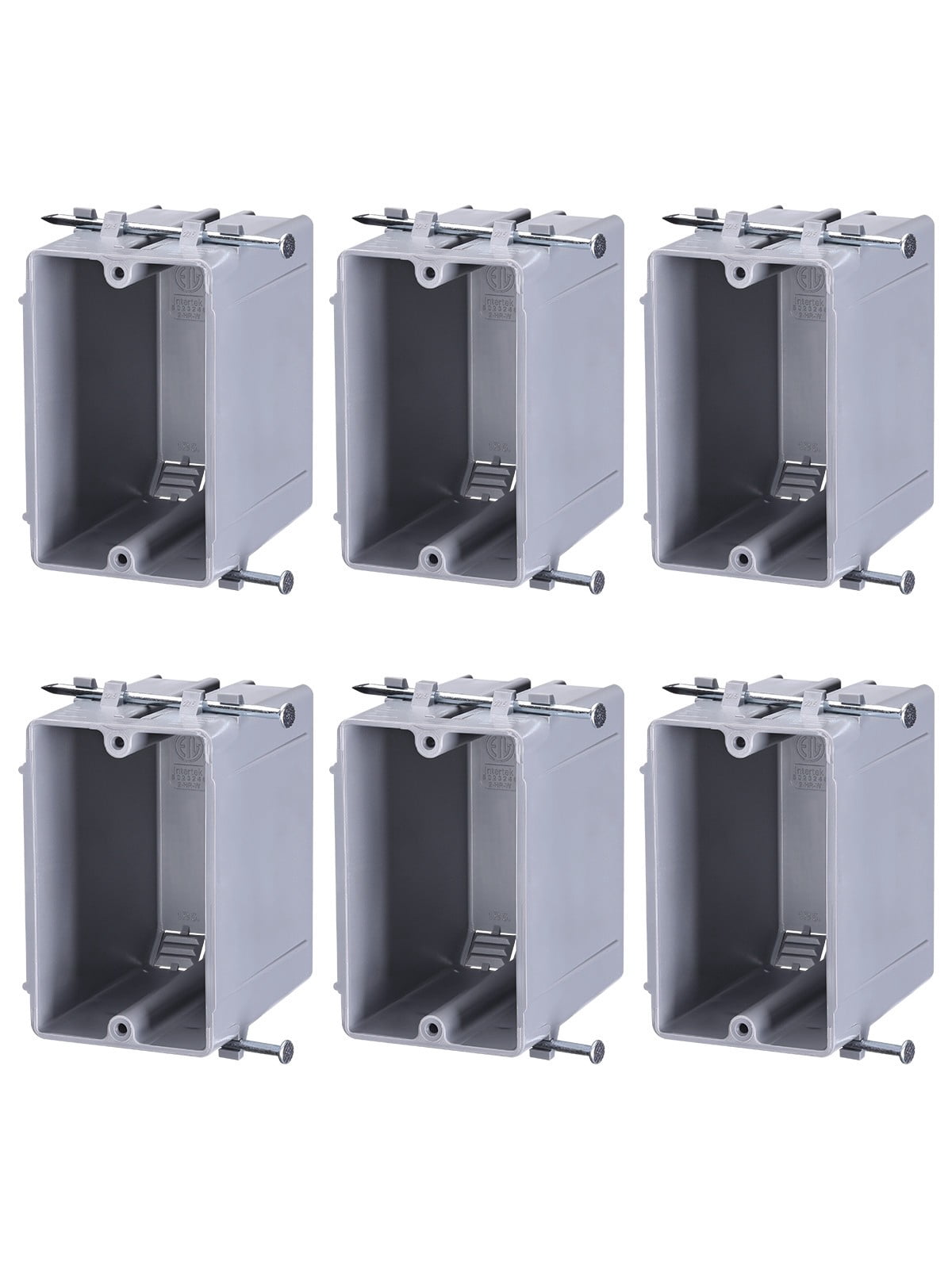 6 Pack One Gang New Work Electrical Outlet Box, Ultra-deep 22.5 Cubic Inch Device Box, PVC Electrical Junction Box for Switch, GFCI, Step Light, ETL Listed