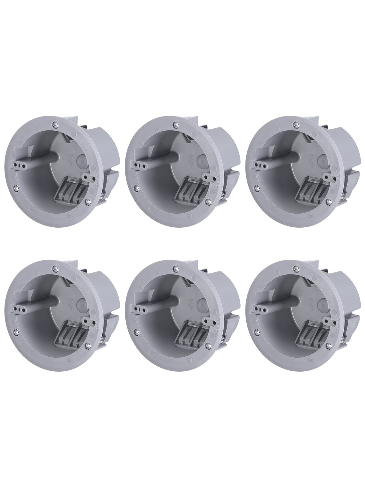 6 Pack One Gang Old Work Round Electrical Outlet Box, 18 Cubic Inch Device Box, PVC Electrical J-Box for Pendant, Fans, Switch, ETL Listed