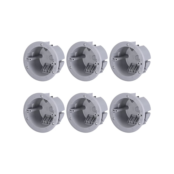 6 Pack One Gang Old Work Round Electrical Outlet Box, 18 Cubic Inch Device Box, PVC Electrical J-Box for Pendant, Fans, Switch, ETL Listed