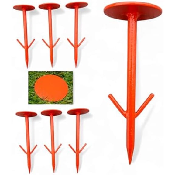 6 Pack Orange Boundary Markers Survey Stakes Ground Markers Property Line Markers Yard Survey Markers 6 inches Long 2 inches Dia of Head$$Garden & Patio