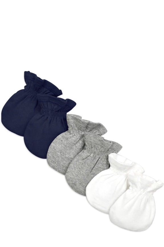6 Pack Organic Cotton Baby Scratch Mittens for Newborn Boys