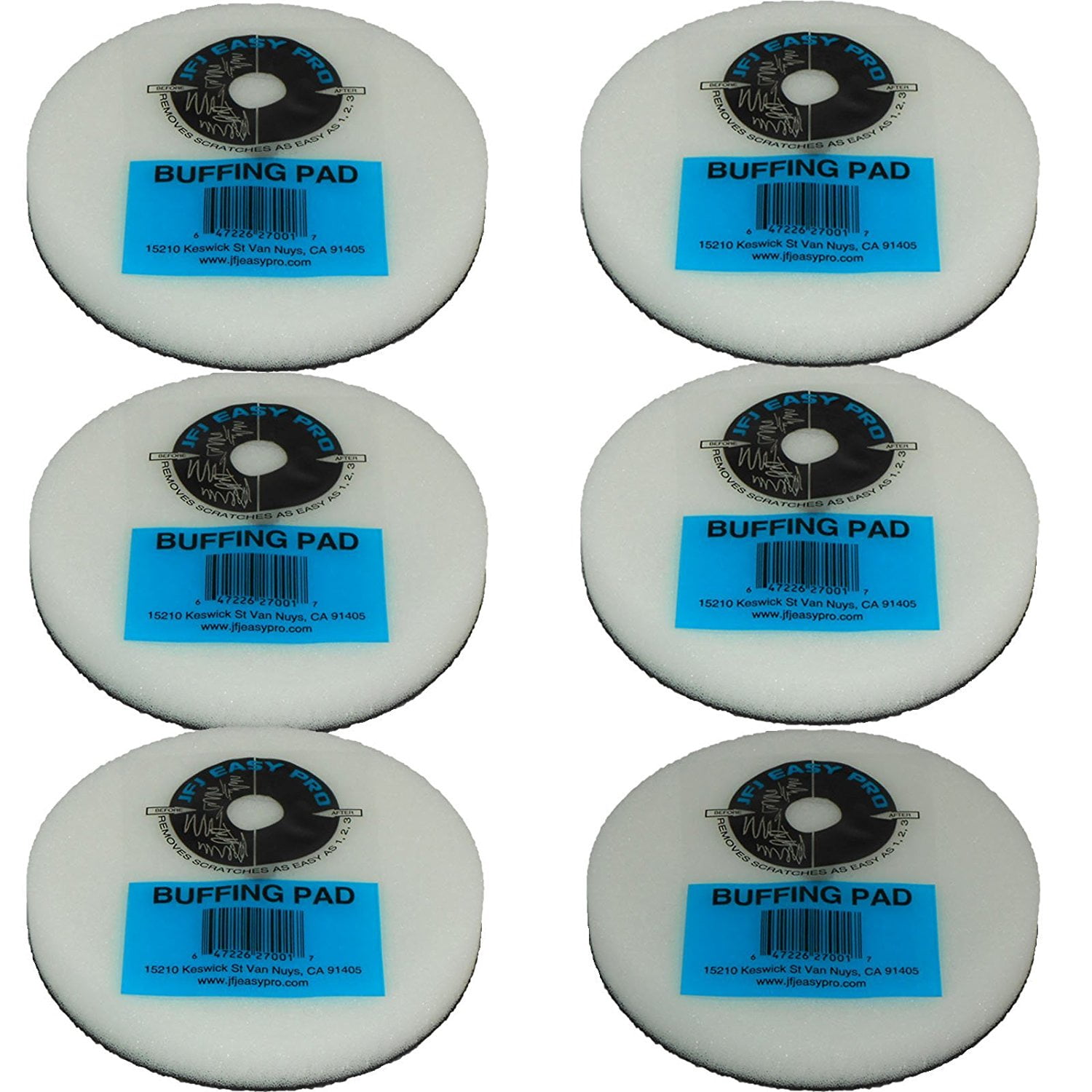 6 Pack White Foam Buffing Pads for Easy Pro Machine
