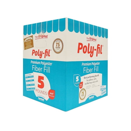 5lbs Original Poly-fil Premium Polyester Fiber Fill Box - Hypoallergenic Fluff Stuffing for Pillows - Toys - Animals - and Arts & Crafts - Bulk 6 Pack
