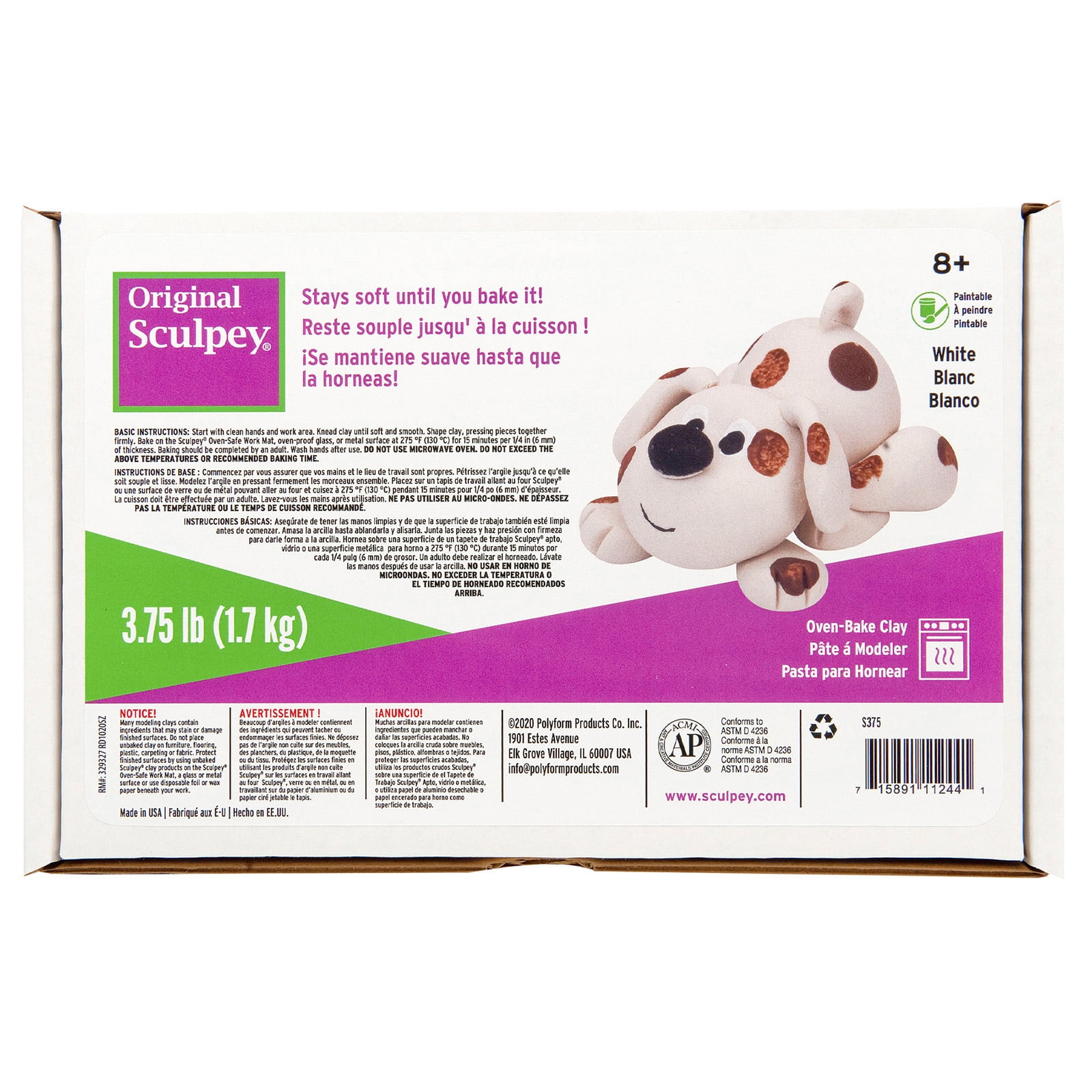 6 Pack: Original Sculpey Oven Bake Clay - White