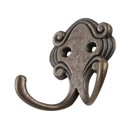 6-Pack Ornate Scroll Double Prong Wall Mount Coat Hook, Heavy-duty Rustproof Alloy Robe Hanger, For Entryway Bathroom Bedroom Towel Hat Key Storage(Bronze)
