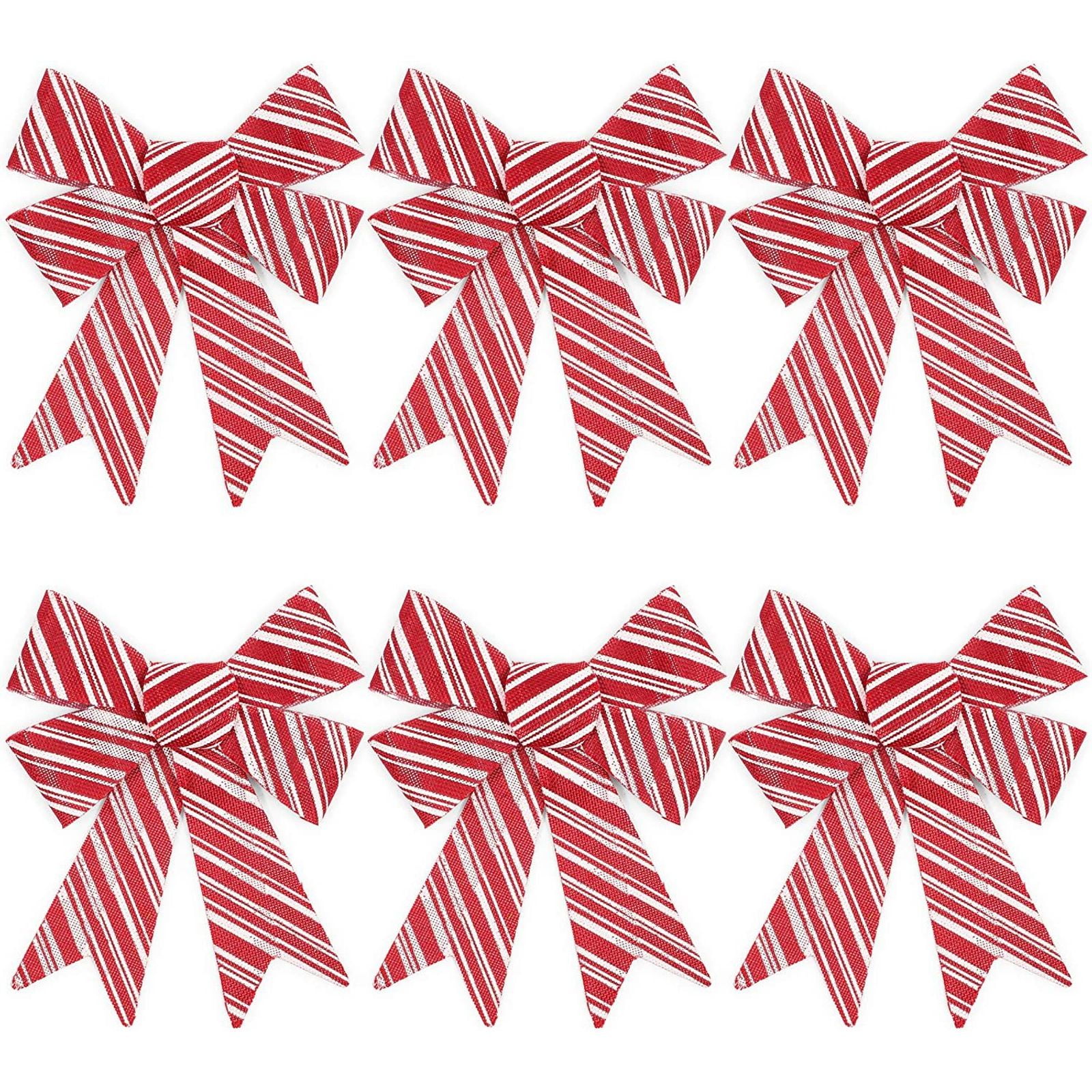 6 Pack Outdoor Christmas Bows for Wreaths, Tree, Yard Decorations, Red