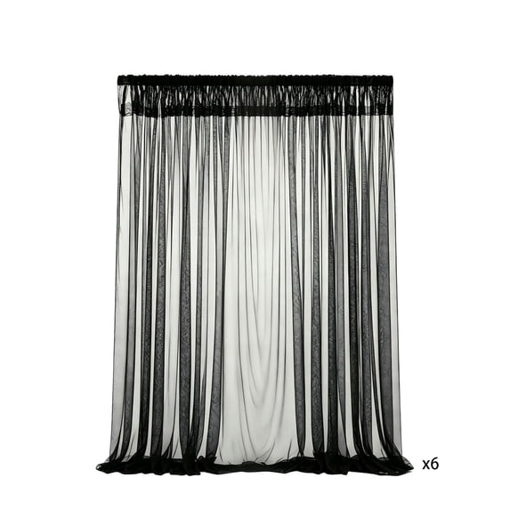 6 Pack Outdoor Curtains 78.7 X 90.6 In Black Voile Mesh Privacy Screen With Rod Pocket For Patio Pergola