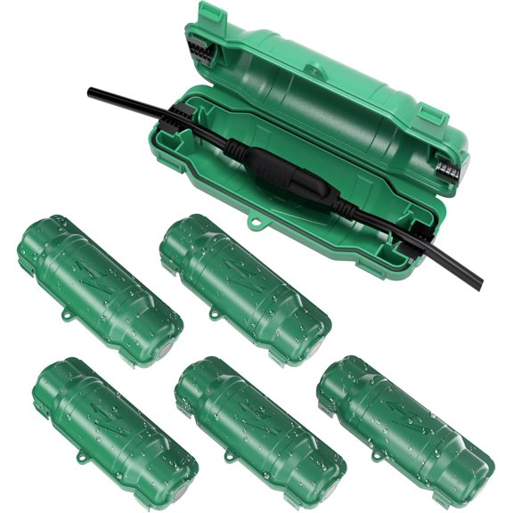 6 Pack Outdoor Extension Cord Safety Cover with Waterproof Seal IP54 Water-Resistant, Weatherproof Electrical Connection Box with 2 Latches, Plug, Socket, Holiday Decoration Light,Green