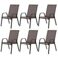 thumbnail image 1 of 6 Pack Outdoor Patio Chairs, High Back Textilene Camping Chairs with Armrests, Breathable Garden Chairs for Pool, Beach, Yard, Patio, Deck(Brown), 1 of 6